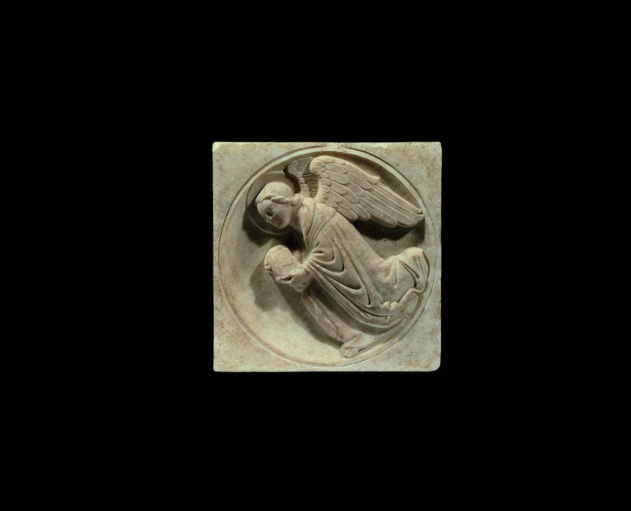 Angelo di San Matteo, parte di una tetragonia (lastra, rilievo) di Scultore - ambito lombardo (ultimo quarto sec. XIV)