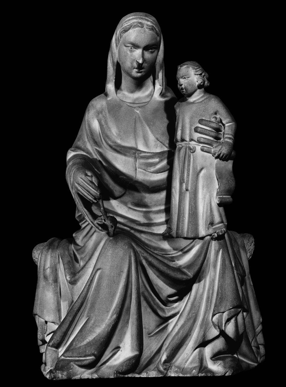 Madonna in trono con Bambino stante (gruppo statuario) di Giovanni di Balduccio (ambito) (metà sec. XIV)