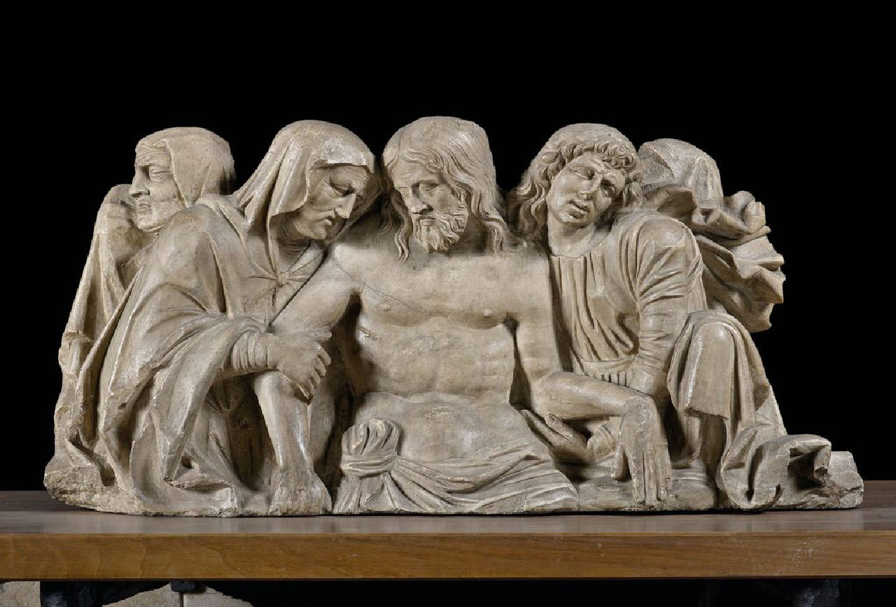 Pietà a cinque figure (gruppo statuario, rilievo di) di Cairano, Gasparo (terzo quarto sec. XV)