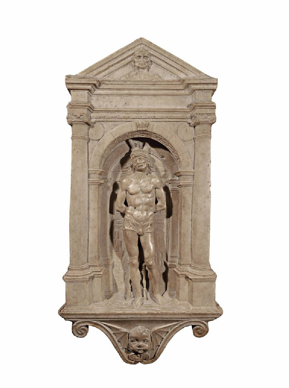 San Sebastiano entro edicola (edicola) di Amadeo, Giovanni Antonio (ambito) (ultimo quarto sec. XV)