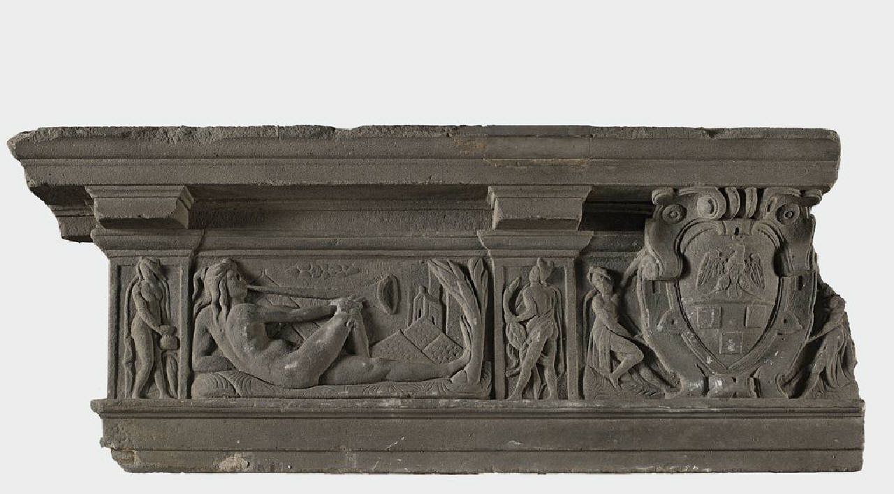 Frontale di camino con figure allegoriche e sue spalle (camino) di Scultore - ambito lombardo (seconda metà sec. XVI)