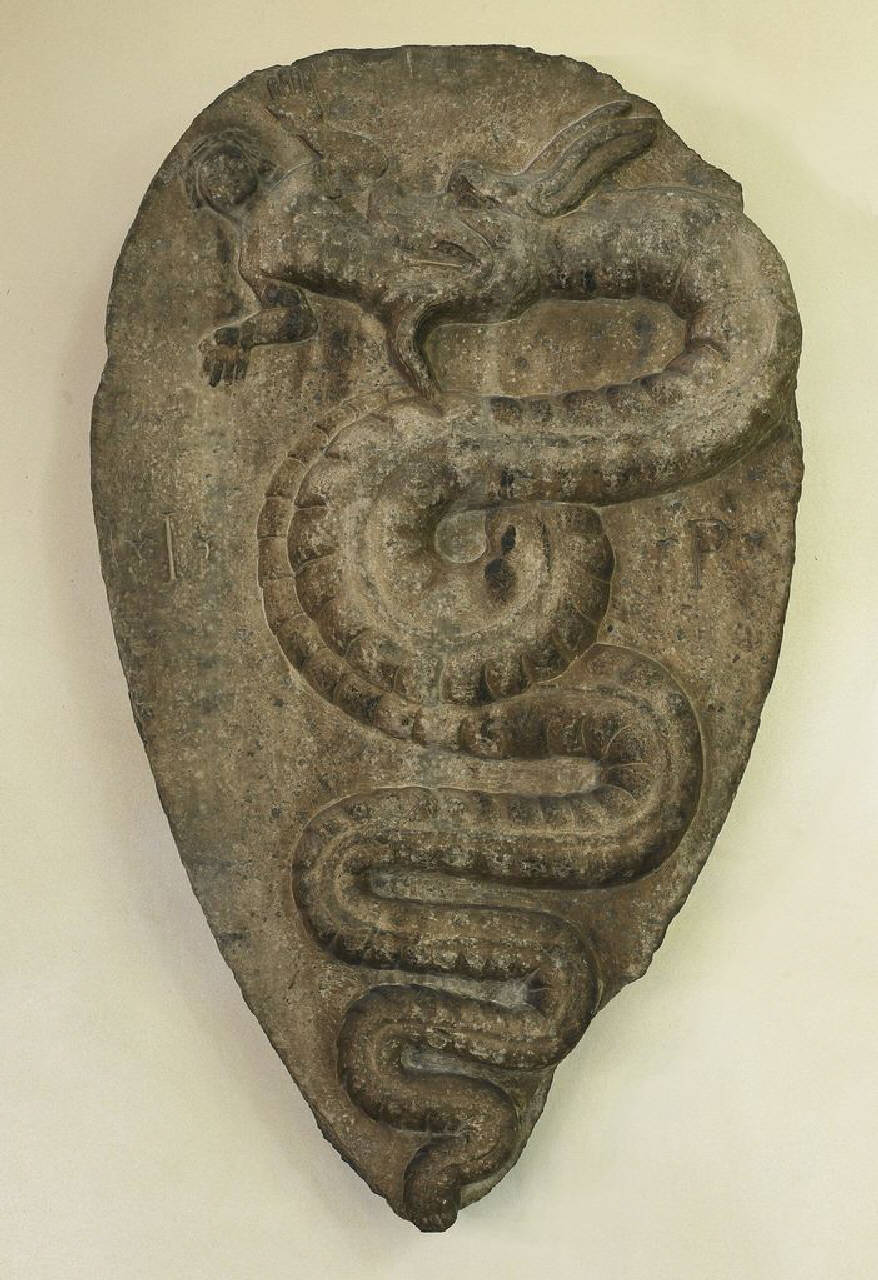 Scudo a mandorla con stemma di I[ppolito?] Visconti (scudo) di Scultore - ambito lombardo (terzo quarto sec. XIV)