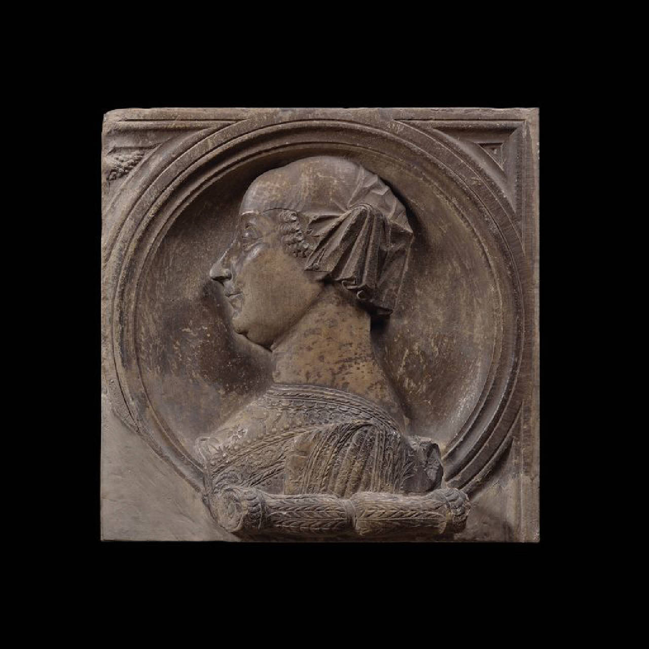 Bianca Maria Visconti (Settimo Milanese, 1425 - 1468) (medaglione/lastra, altorilievo) di Scultore - ambito lombardo (seconda metà sec. XV)