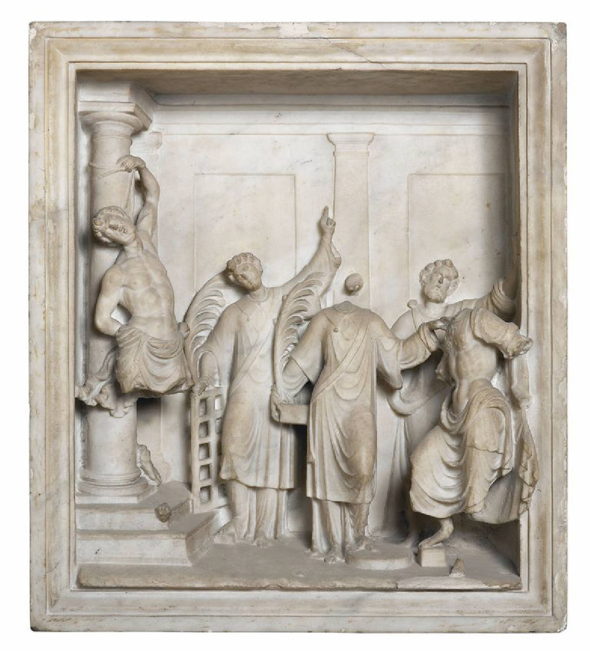 Cinque santi: Sebastiano,Lorenzo, Vincenzo, Mamete, Agapito (lastra, altorilievo) di Busti, Agostino detto Bambaia (o Bambaja) (attribuito) (primo quarto sec. XVI)