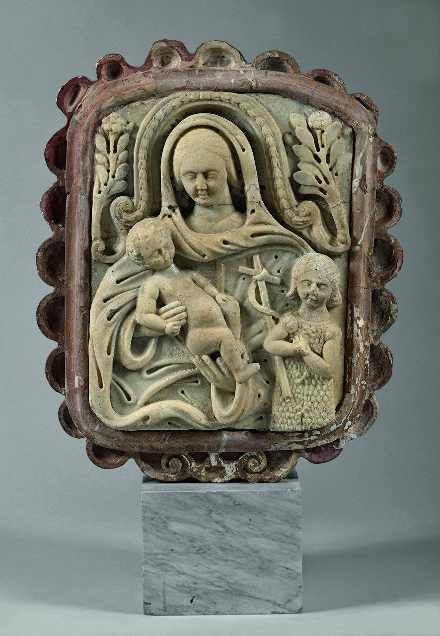 Madonna con Bambino e San Giovannino (lastra, altorilievo) di Scultore - ambito lombardo (fine/inizio sec. XV)