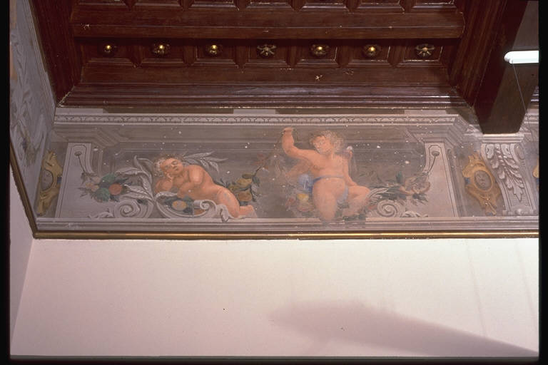 PUTTI TRA VOLUTE DI VEGETALI (dipinto murale) - ambito lombardo (prima metà 17)