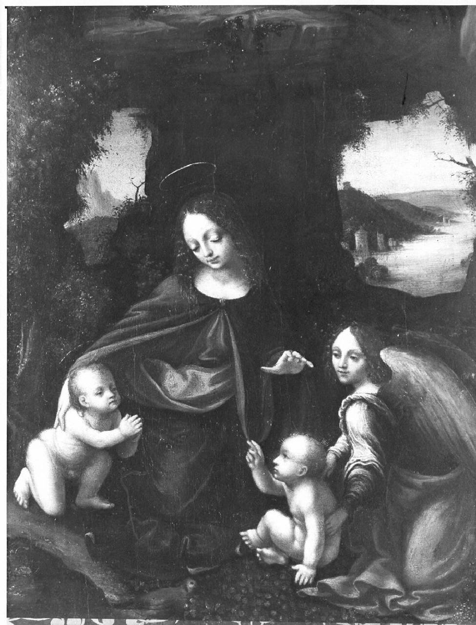 Vergine delle Rocce, Madonna con Bambino e San Giovannino (dipinto) - ambito Italia centro-settentrionale (sec. XVI)