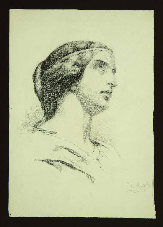 TESTA DI DONNA (disegno) di Bagatti Valsecchi Pier Fausto (secc. XIX/ XX)
