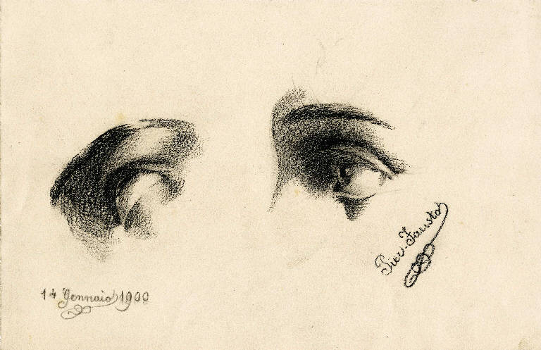 STUDIO DI DUE OCCHI (disegno) di Bagatti Valsecchi Pier Fausto (sec. XX)