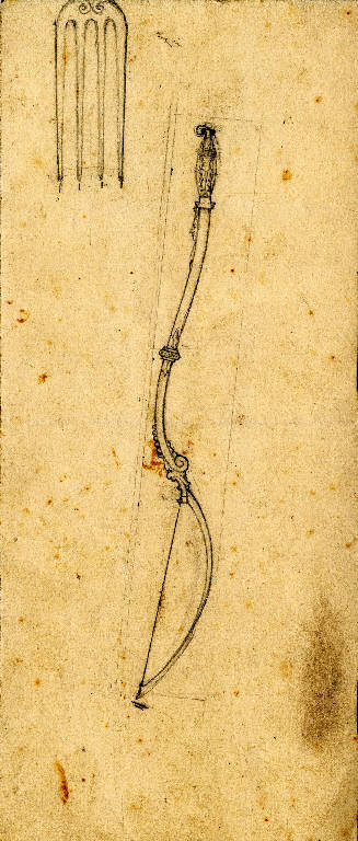 STUDIO PER CUCCHIAIO E PARTE DI FORCHETTA (disegno) di Bagatti Valsecchi Fausto; Bagatti Valsecchi Giuseppe (secc. XIX/ XX)