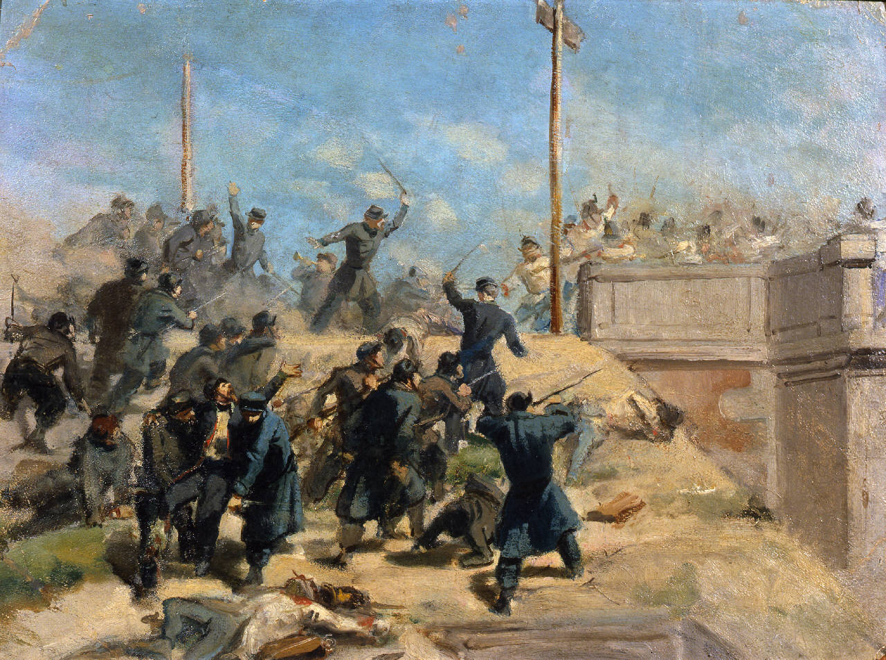 Morte di Narciso Bronzetti a Treponti, Morte di Narciso Bronzetti a Treponti (dipinto) di Pagliano, Eleuterio (sec. XIX)