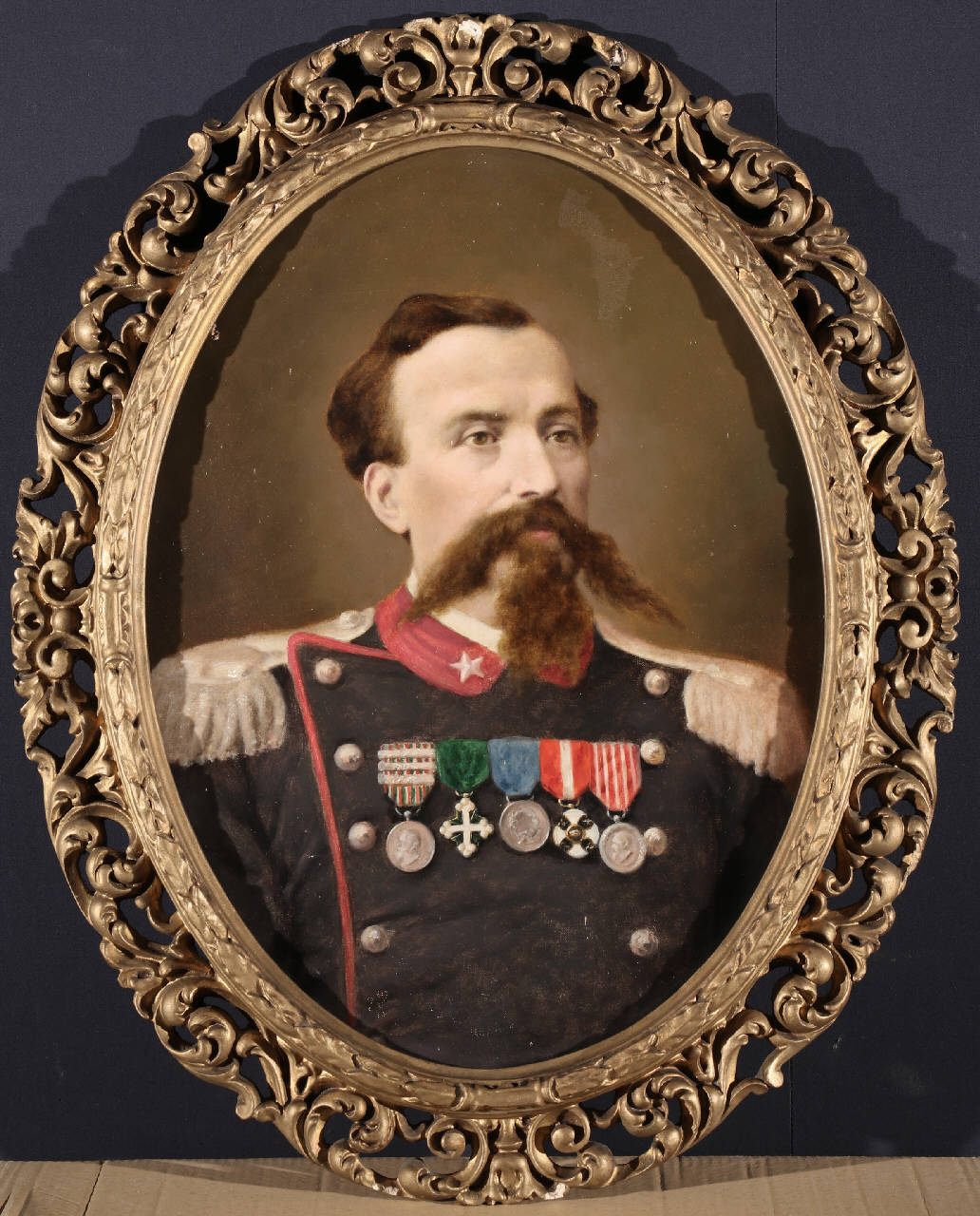 Ufficiale del Regno d'Italia della Corte di Carlo Alberto, ritratto d'uomo (dipinto) - ambito italiano (seconda metà sec. XIX)