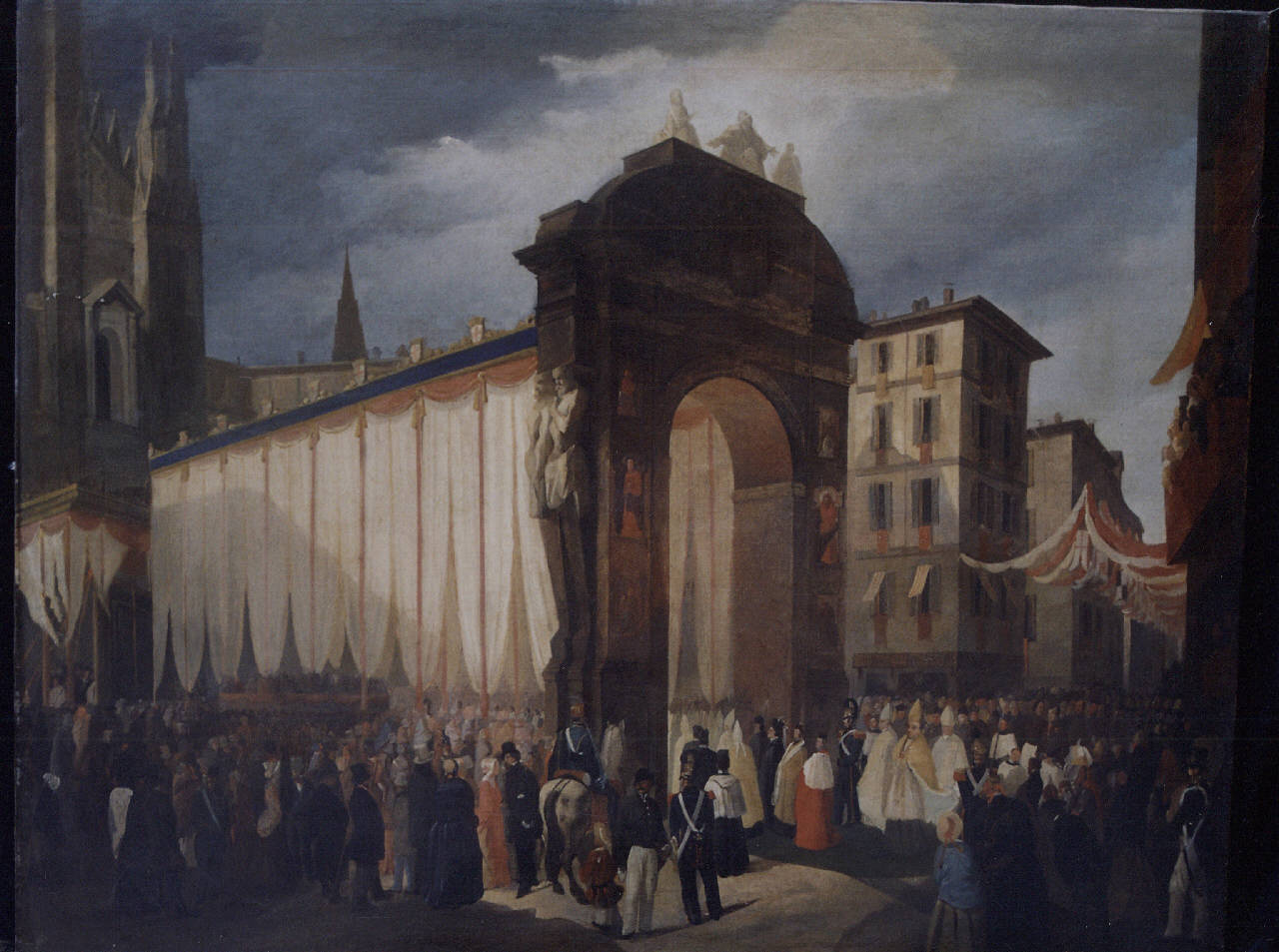 Ingresso solenne dell'arcivescovo Romilli in Milano: arrivo del corteo in Piazza Duomo il 5 settembre 1847, Ingresso solenne dell'arcivescovo Romilli in Milano: arrivo del corteo in Piazza Duomo il 5 settembre 1847 (dipinto) di Beretta (seconda metà sec. XIX)