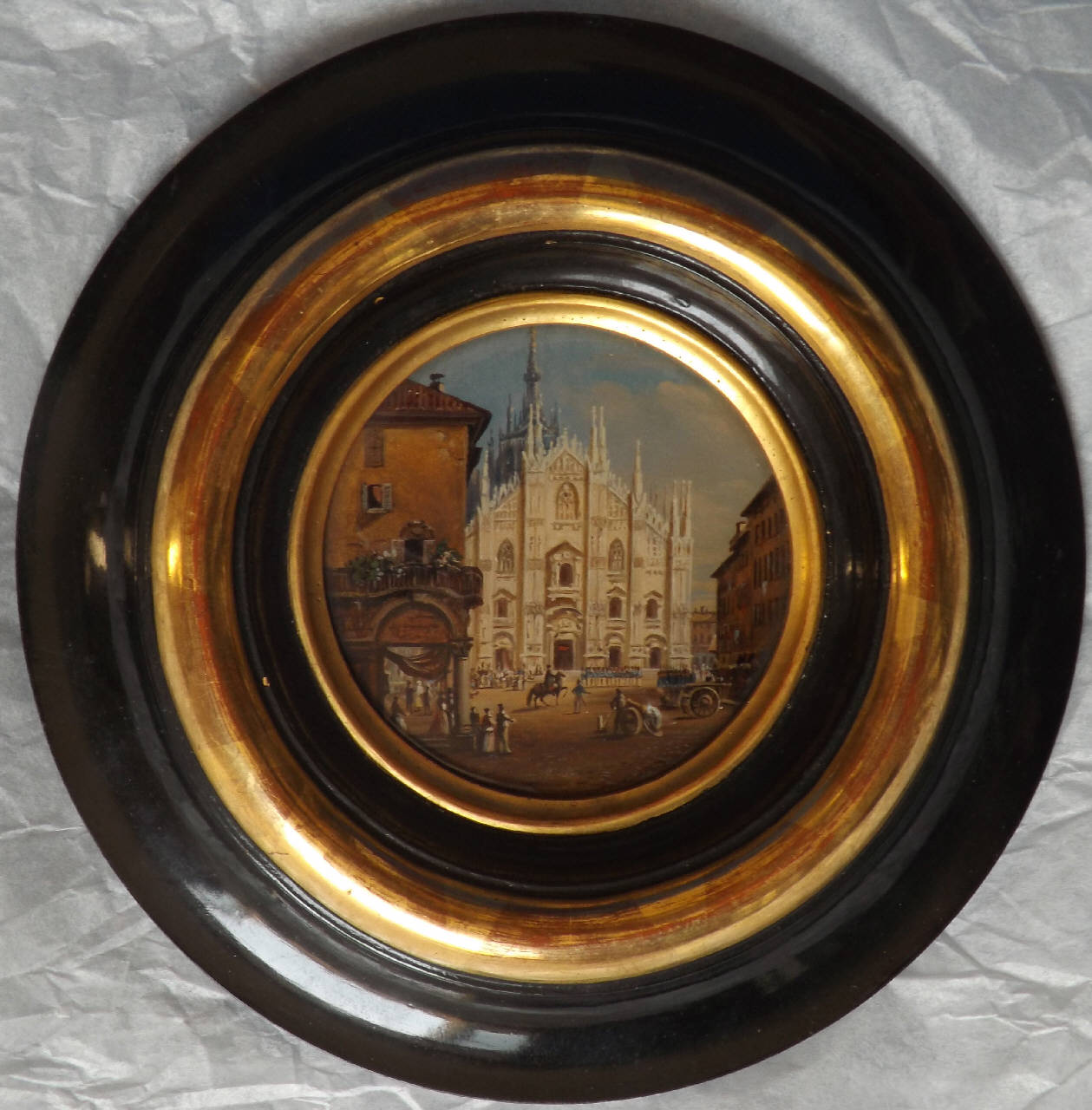 Piazza del Duomo veduta dal fondo (dipinto) - ambito milanese (metà sec. XIX)