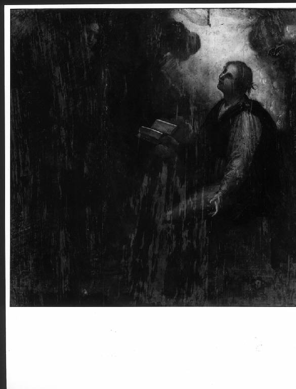 Santa, SANTA IN ESTASI DI FRONTE AD UN ANGELO (dipinto) - scuola lombarda (seconda metà sec. XVII)