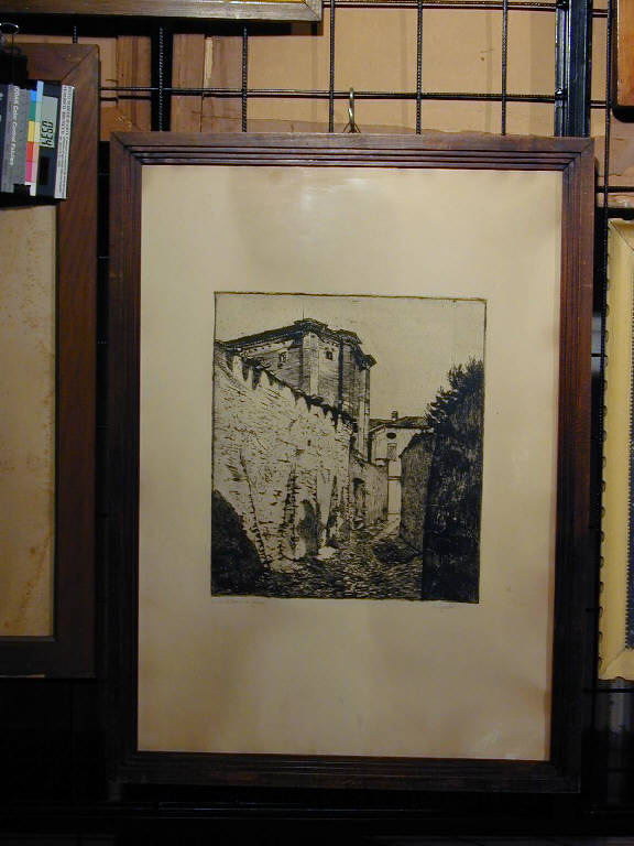 Dietro il Duomo di Monza, Veduta: Monza (stampa) di Galetti Ugo (sec. XX)