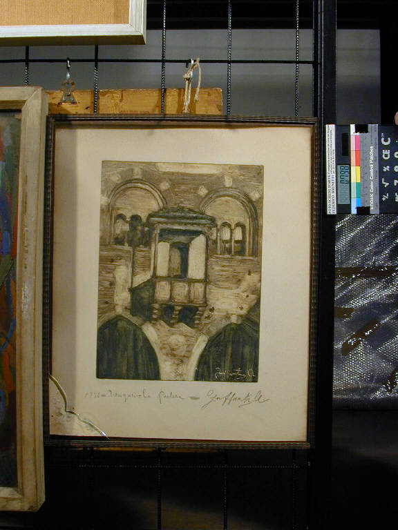 Arengario, La Parlera, Veduta: Arengario di Monza (stampa) di Guffanti Achille (sec. XX)