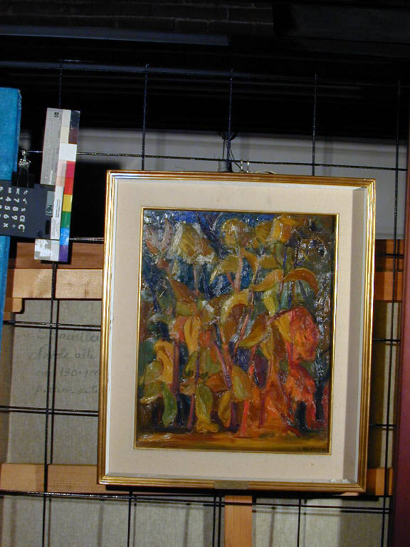 Sole d'autunno, Paesaggio con alberi (dipinto) di Pittigliani Ermanno (sec. XX||sec. XX)