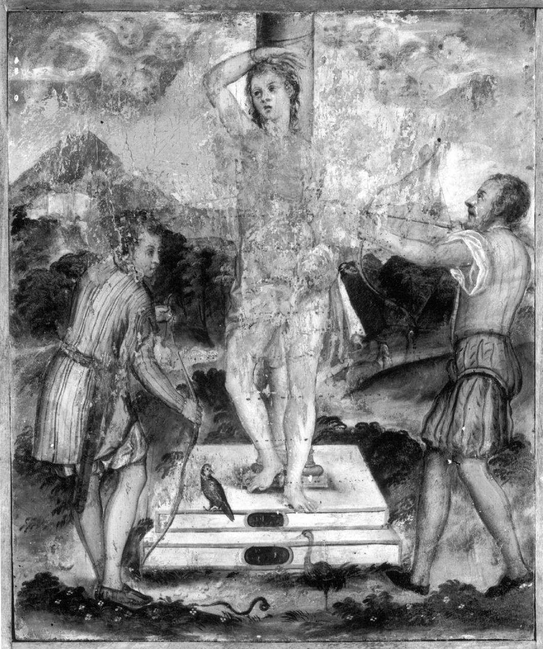 Martirio di san Sebastiano (dipinto) di Santacroce, Pietro Paolo Galizzi da (bottega) (prima metà sec. XVI)