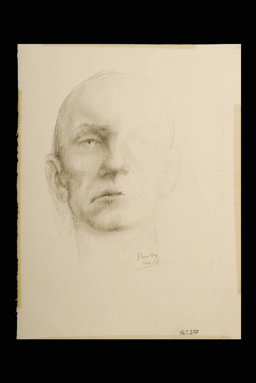 Testa d'uomo (disegno) di Brolis Piero (seconda metà sec. XX)