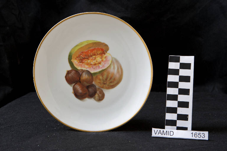 Papaja e castegne (piatto da frutta) di Società Ceramica del Verbano (metà sec. XX)