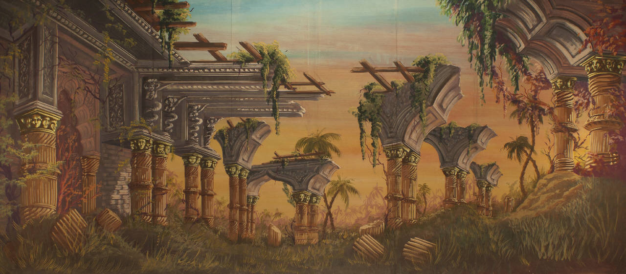 Bungalow in rovina (scena) di Citterio, Franco; Citterio, Franco - ambito milanese||ambito milanese (ultimo quarto sec. XIX)