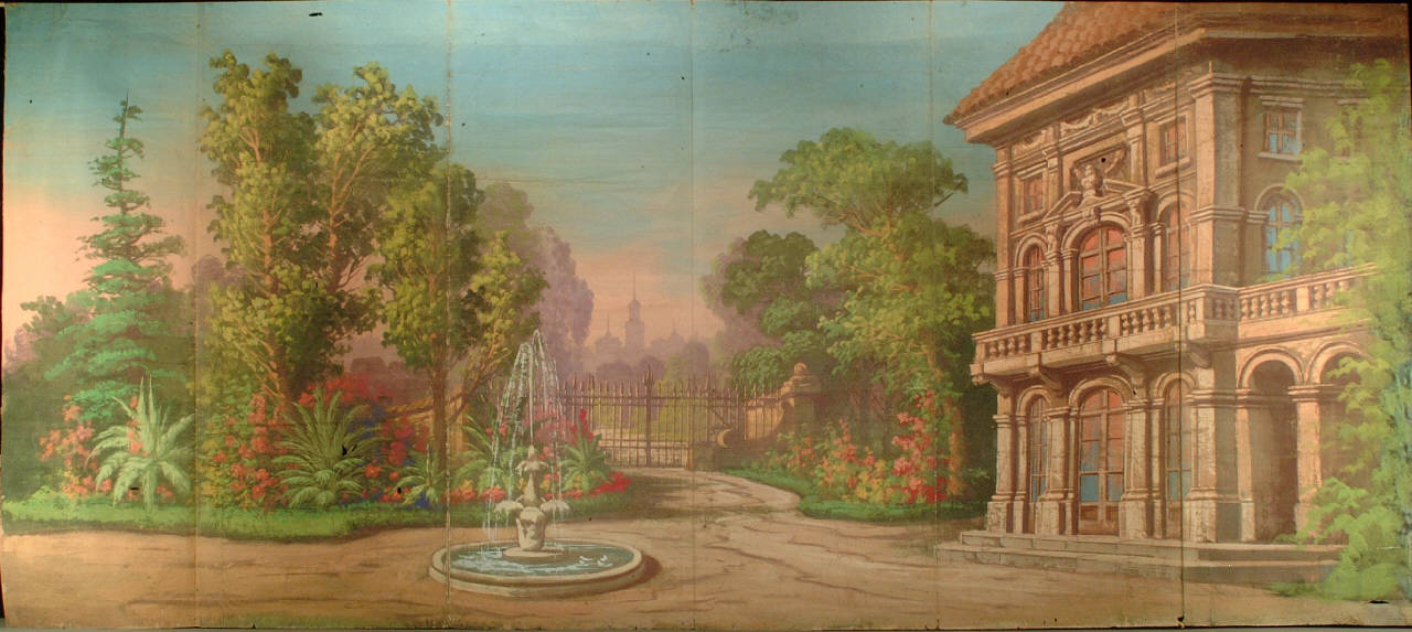 Giardino con palazzina (scena) (seconda metà sec. XIX)