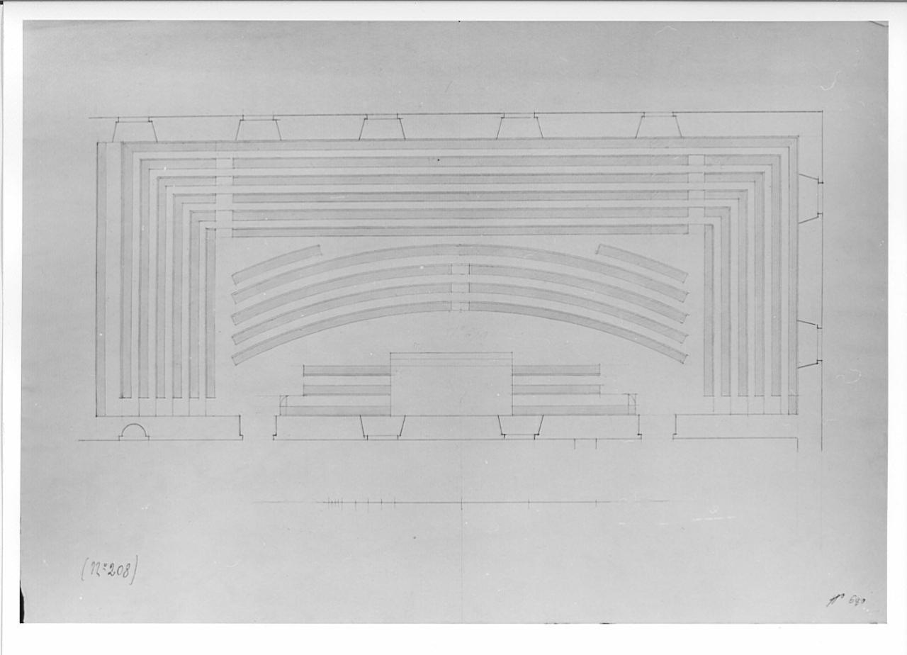 Progetto per la Sala Napoleonica del Palazzo di Brera, architettura: Sala Napoleonica (pianta) (disegno) - ambito italiano (sec. XIX)