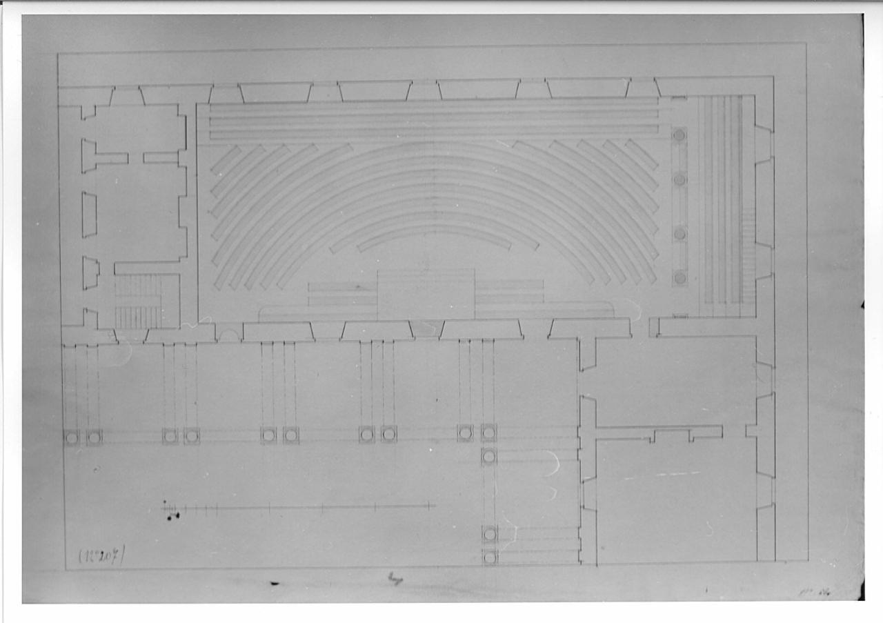 Disegno della Sala Napoleonica di Brera, architettura: Sala napoleonica (pianta) (disegno) - ambito italiano (sec. XIX)