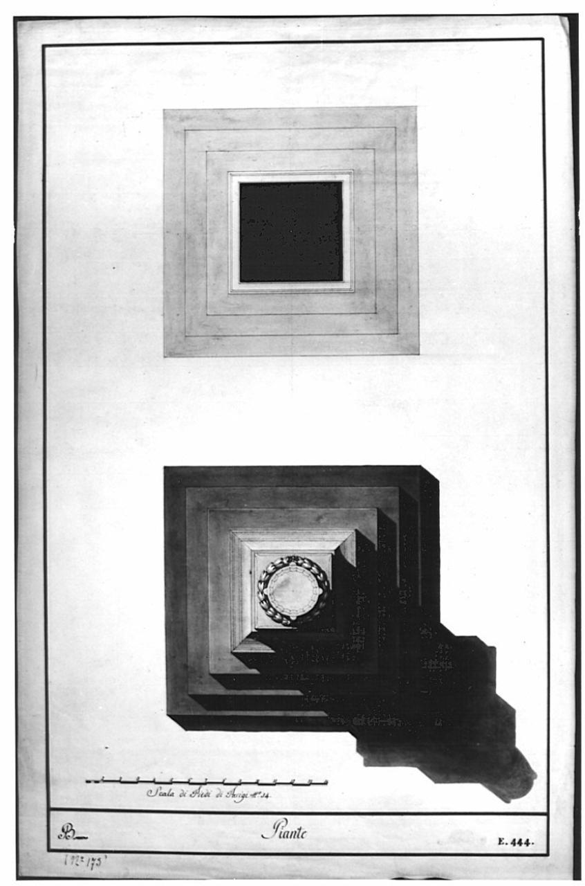 Progetto di colonna trionfale, architettura: colonna trionfale (pianta) (disegno) - ambito italiano (sec. XIX)