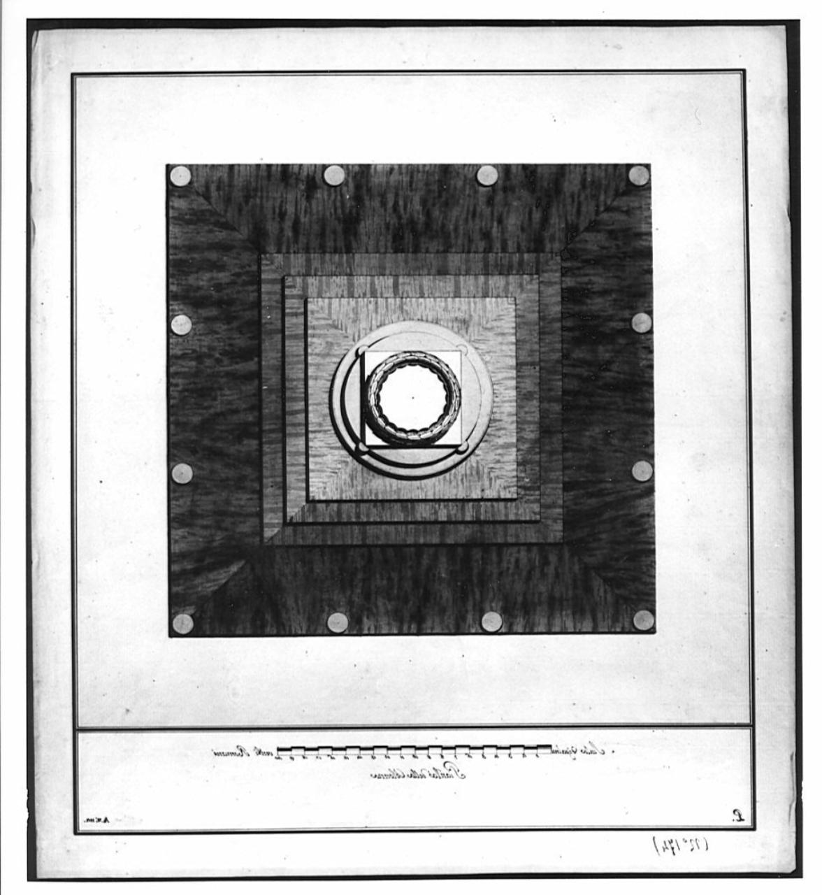 Progetto di colonna trionfale, architettura: colonna trionfale (pianta) (disegno) - ambito italiano (sec. XIX)