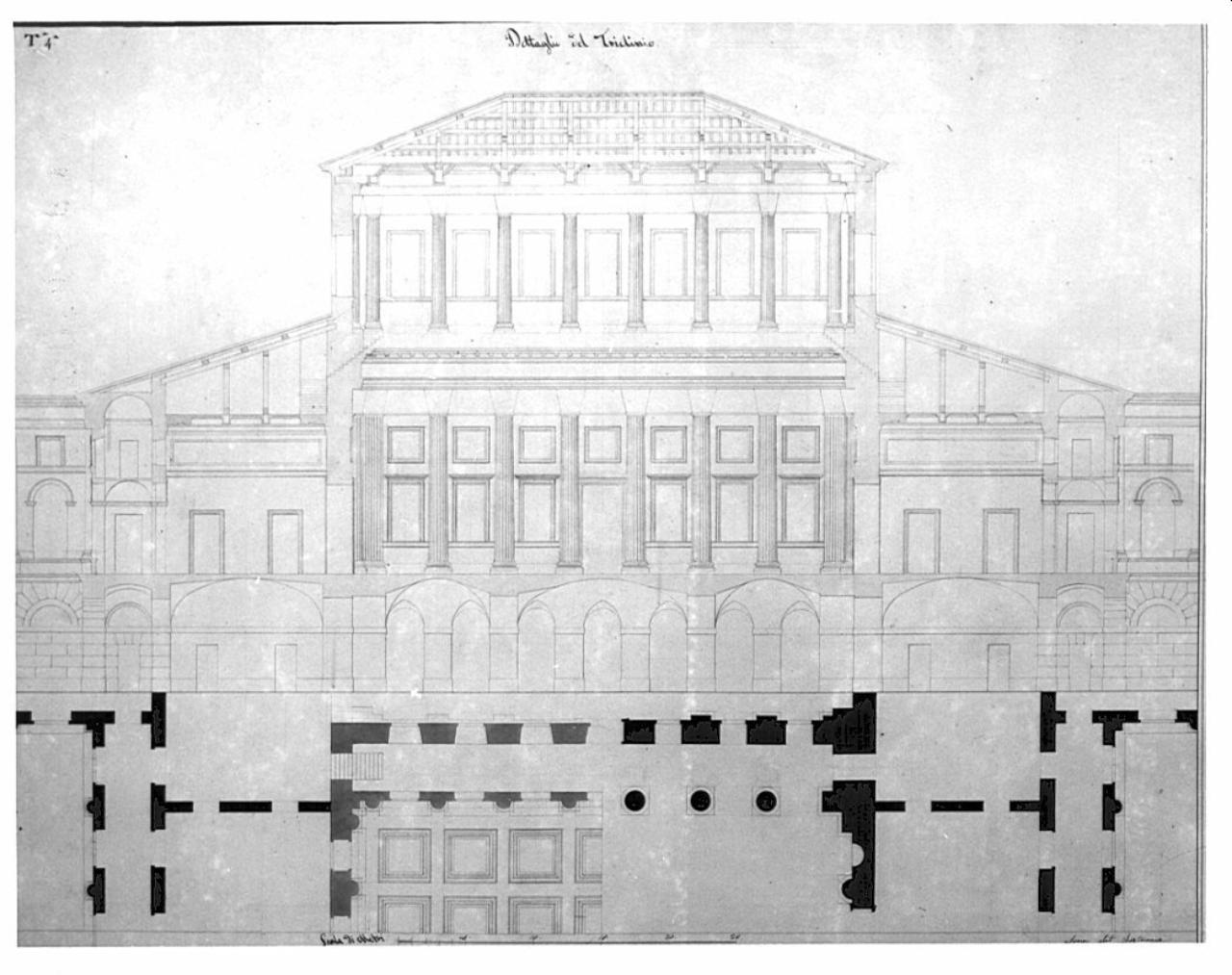 Casino di riposo di caccia per un principe Sovrano, architettura: Casino di caccia (particolare) (disegno) di Visioli, Carlo Domenico (sec. XIX)