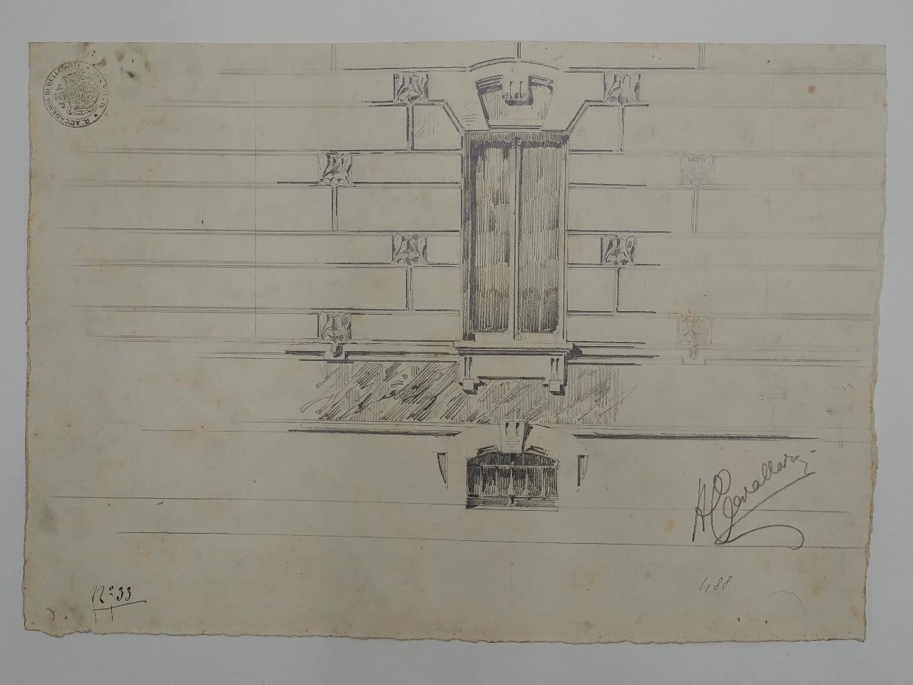 Casa d'abitazione a tre piani (prova di sviluppo: particolare), casa d'abitazione (disegno) di Cavallazzi, Antonio (sec. XX)