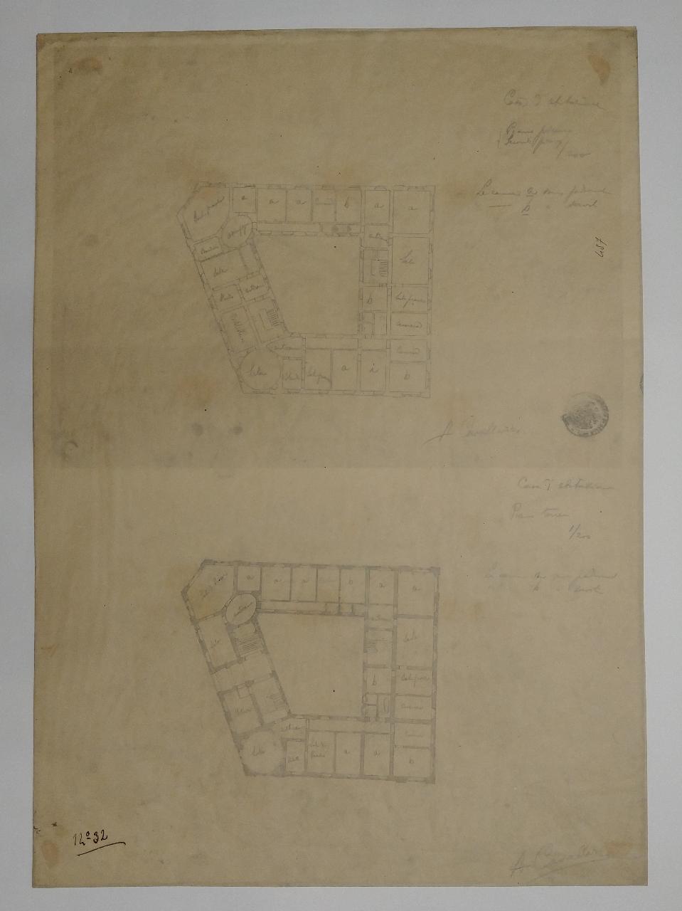 Casa d'abitazione a tre piani (terza prova estemporanea: piante), casa d'abitazione (disegno) di Cavallazzi, Antonio; Cogrossi, Antonio (sec. XX)