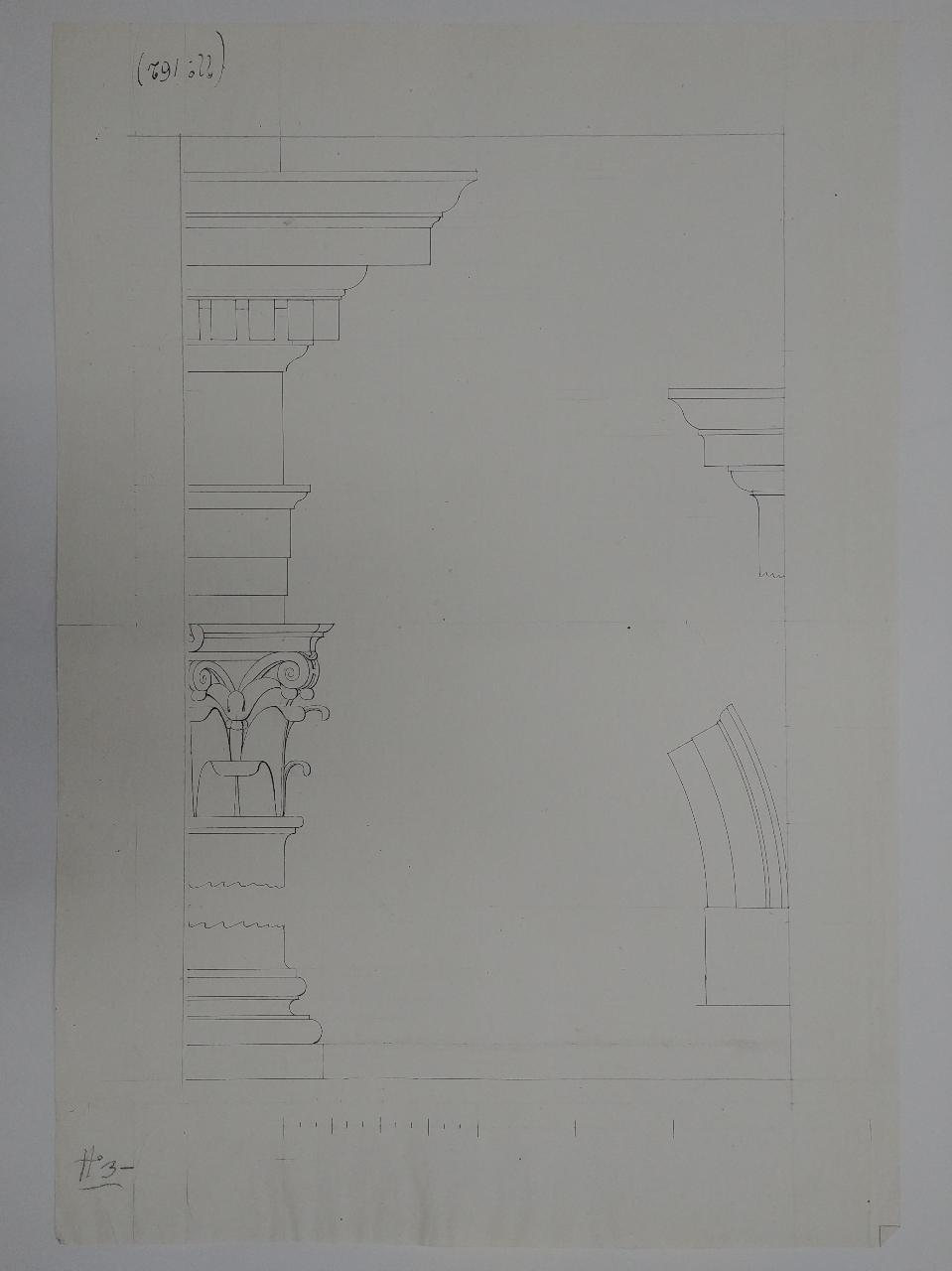 Trabeazione corinzia, architettura: trabeazione corinzia (alzato) (disegno) di Durelli, Francesco (sec. XIX)