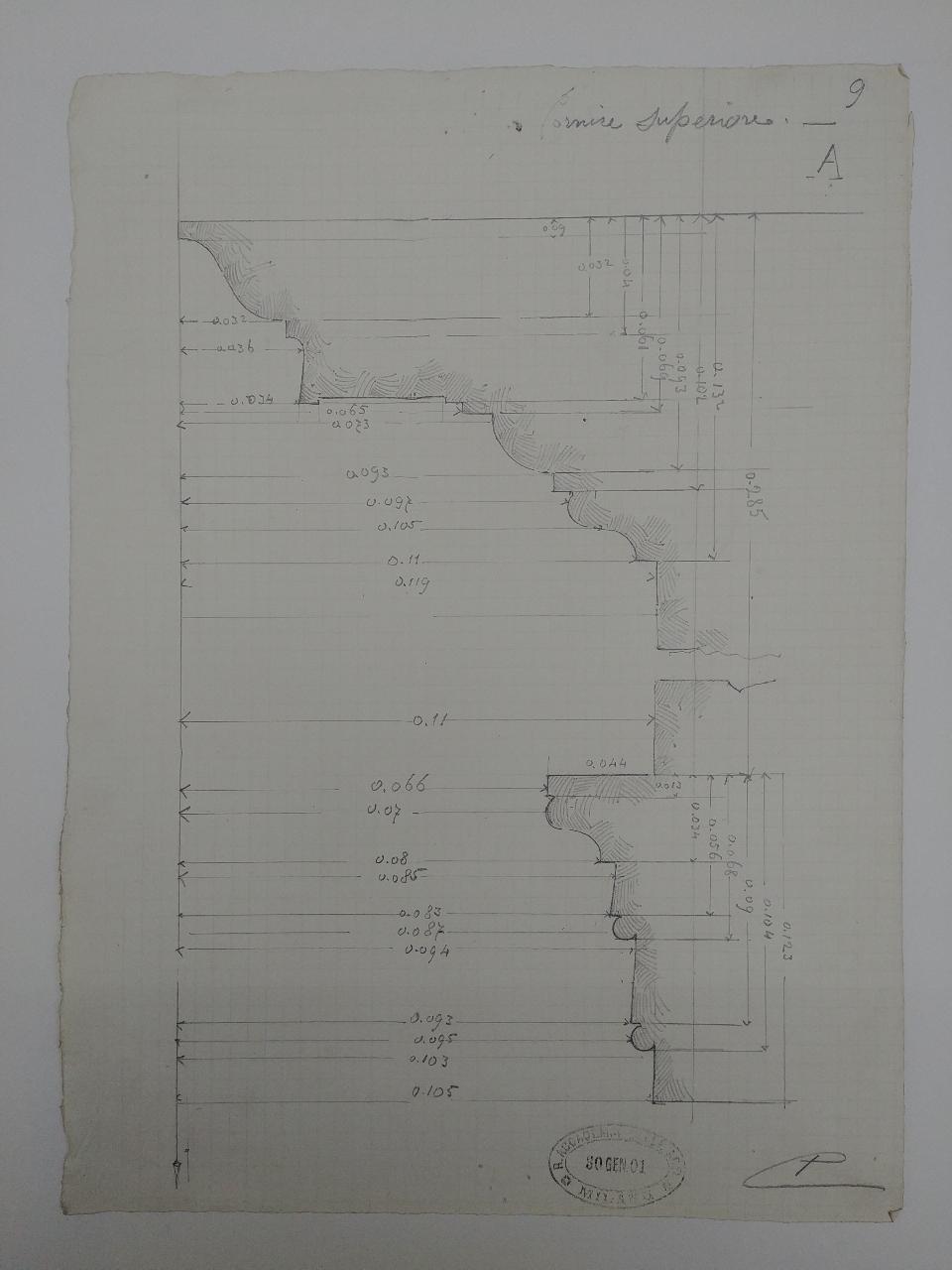 Rilievo del monumento funebre a Giacomo Stefano Brivio nella basilica di Sant'Eustorgio a Milano, architettura: rilievo del monumento funebre a Giacomo Stefano Brivio nella basilica di Sant'Eustorgio a Milano (dettagli architettonici) (disegno) di Consonni, Paolo (sec. XX)