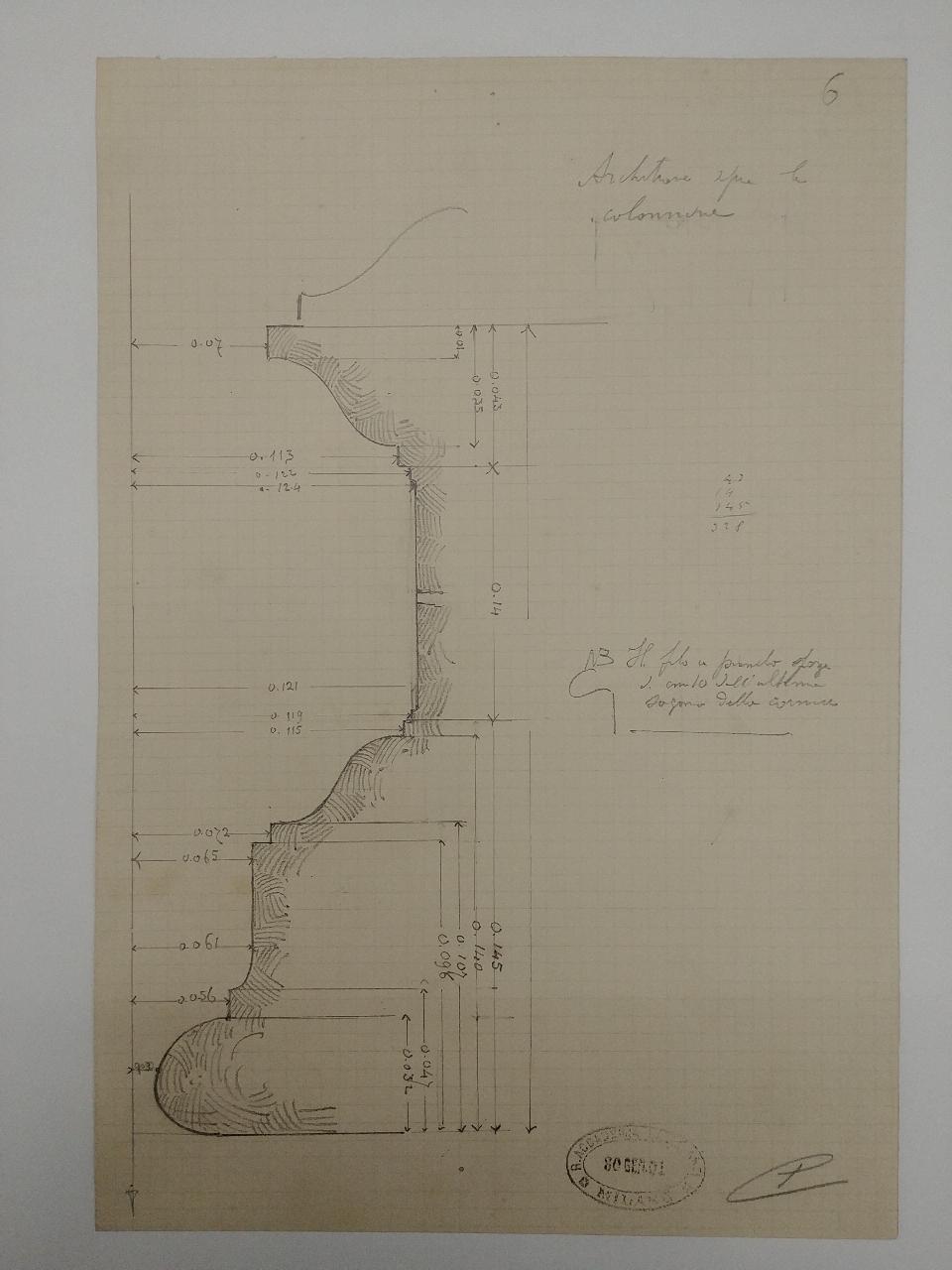 Rilievo del monumento funebre a Giacomo Stefano Brivio nella basilica di Sant'Eustorgio a Milano, architettura: rilievo del monumento funebre a Giacomo Stefano Brivio nella basilica di Sant'Eustorgio a Milano (dettagli architettonici) (disegno) di Consonni, Paolo (sec. XX)