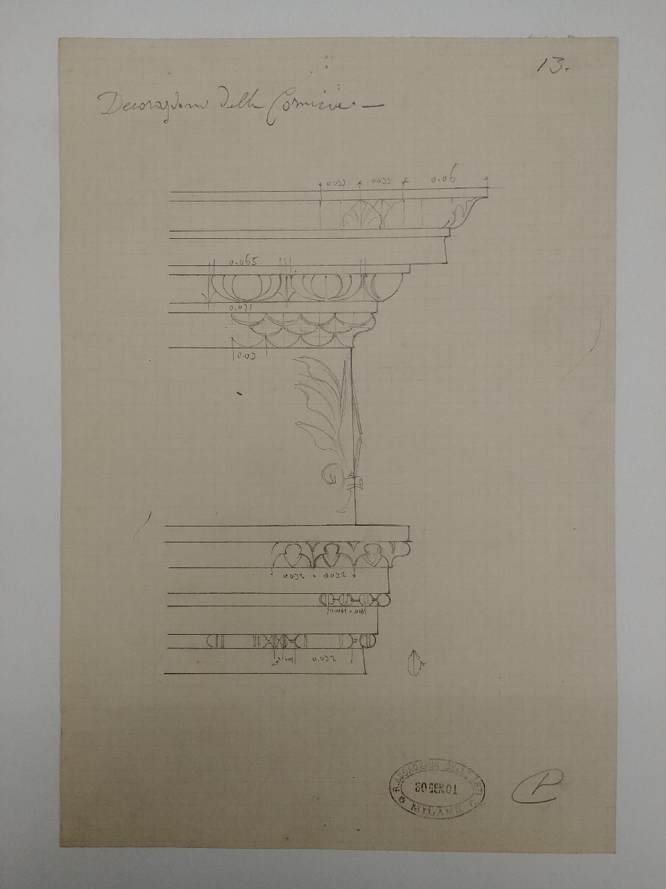 Rilievo del monumento funebre a Giacomo Stefano Brivio nella basilica di Sant'Eustorgio a Milano, architettura: rilievo del monumento funebre a Giacomo Stefano Brivio nella basilica di Sant'Eustorgio a Milano (dettagli architettonici) (disegno) di Consonni, Paolo (sec. XX)