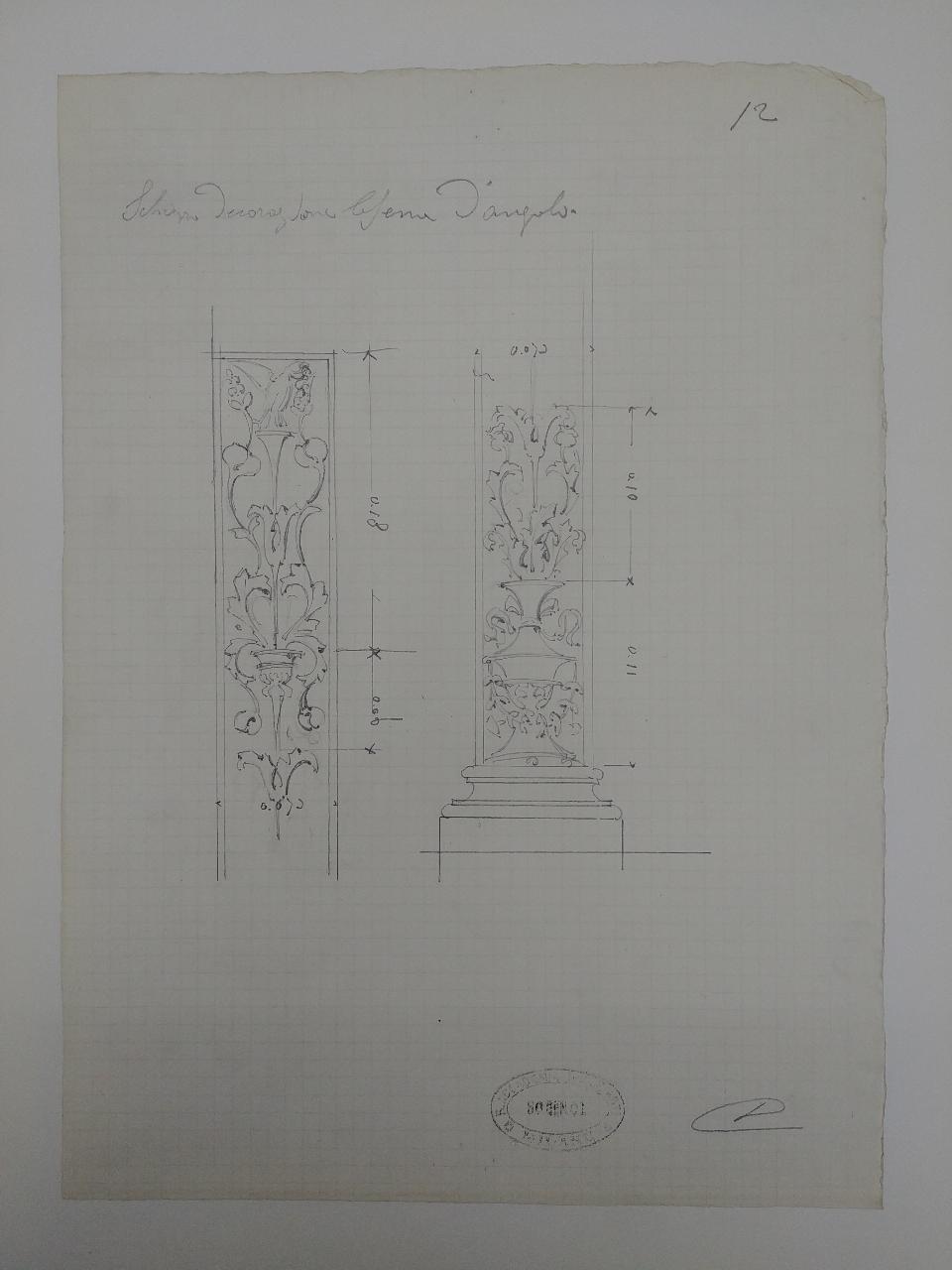 Rilievo del monumento funebre a Giacomo Stefano Brivio nella basilica di Sant'Eustorgio a Milano, architettura: rilievo del monumento funebre a Giacomo Stefano Brivio nella basilica di Sant'Eustorgio a Milano (dettagli architettonici) (disegno) di Consonni, Paolo (sec. XX)