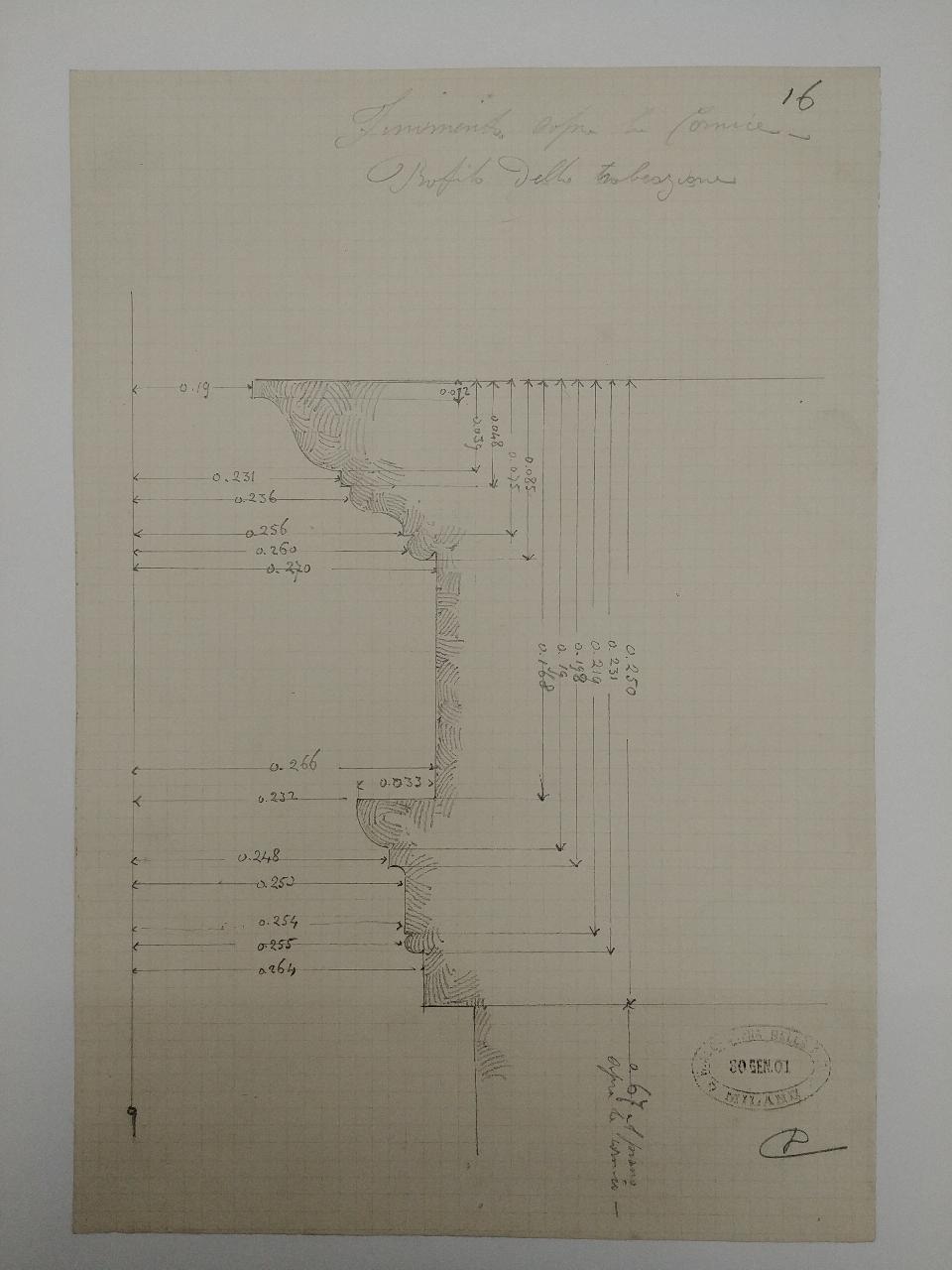 Rilievo del monumento funebre a Giacomo Stefano Brivio nella basilica di Sant'Eustorgio a Milano, architettura: rilievo del monumento funebre a Giacomo Stefano Brivio nella basilica di Sant'Eustorgio a Milano (dettagli architettonici) (disegno) di Consonni, Paolo (sec. XX)