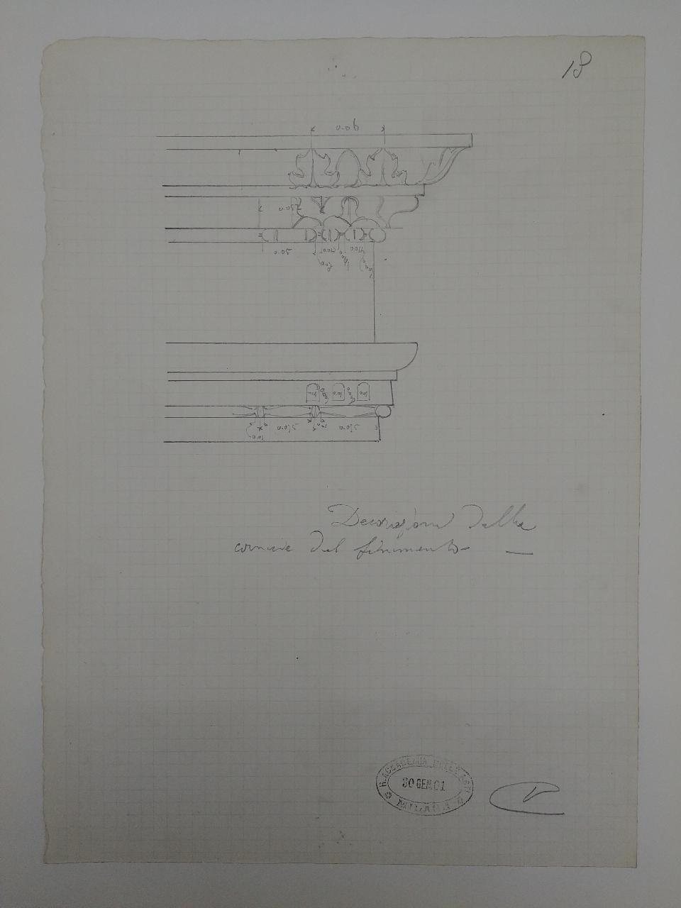 Rilievo del monumento funebre a Giacomo Stefano Brivio nella basilica di Sant'Eustorgio a Milano, architettura: rilievo del monumento funebre a Giacomo Stefano Brivio nella basilica di Sant'Eustorgio a Milano (dettagli architettonici) (disegno) di Consonni, Paolo (sec. XX)