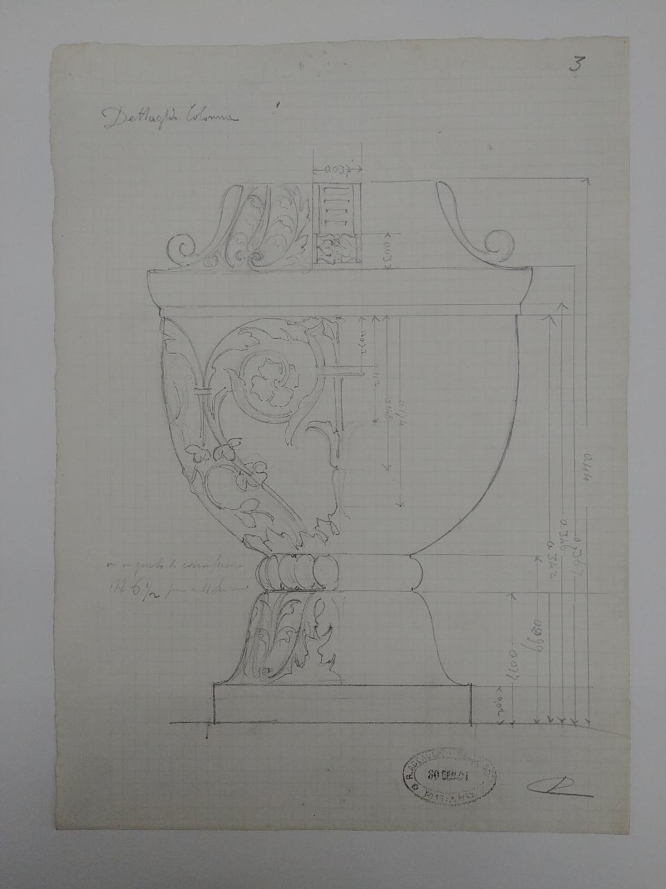 Rilievo del monumento funebre a Giacomo Stefano Brivio nella basilica di Sant'Eustorgio a Milano, architettura: rilievo del monumento funebre a Giacomo Stefano Brivio nella basilica di Sant'Eustorgio a Milano (dettagli architettonici) (disegno) di Consonni, Paolo (sec. XX)