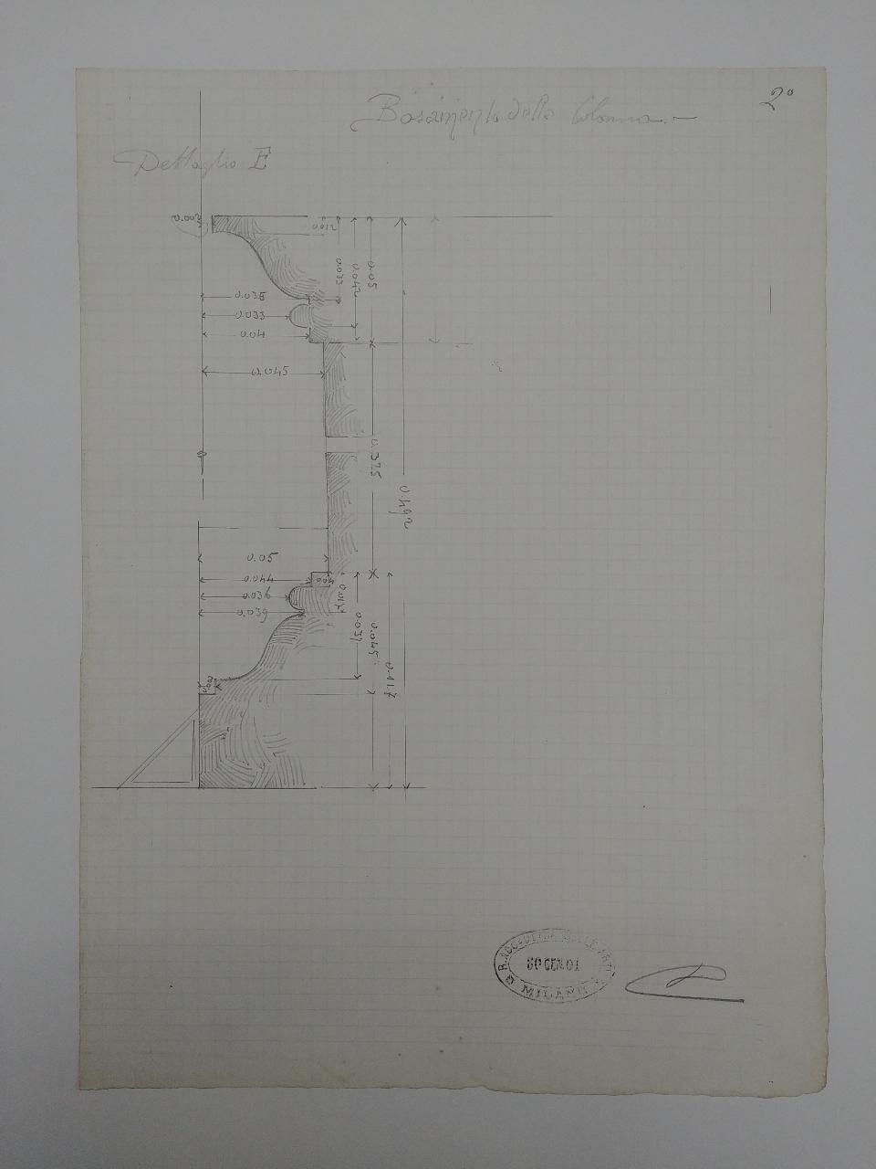 Rilievo del monumento funebre a Giacomo Stefano Brivio nella basilica di Sant'Eustorgio a Milano, architettura: rilievo del monumento funebre a Giacomo Stefano Brivio nella basilica di Sant'Eustorgio a Milano (dettagli architettonici) (disegno) di Consonni, Paolo (sec. XX)