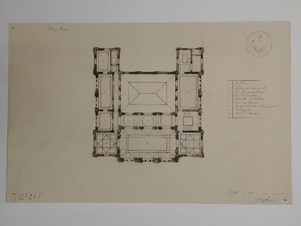 Palazzo per un grande giornale politico quotidiano (stile a scelta. Prova di sviluppo: pianta), palazzo per un giornale (disegno) di Consonni, Paolo (sec. XX)