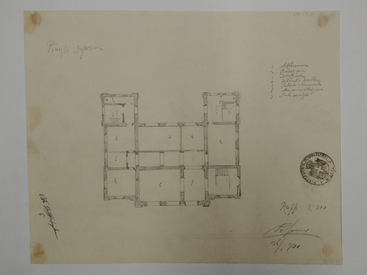 Palazzo per un grande giornale politico quotidiano (stile a scelta. Terza prova estemporanea: pianta), palazzo per un giornale (disegno) di Consonni, Paolo (sec. XX)