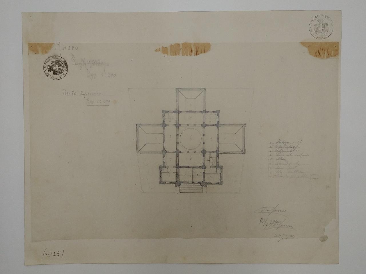 Museo di arte sacra (stile medioevale. Seconda prova estemporanea: pianta), museo di arte sacra (disegno) di Consonni, Paolo (sec. XX)