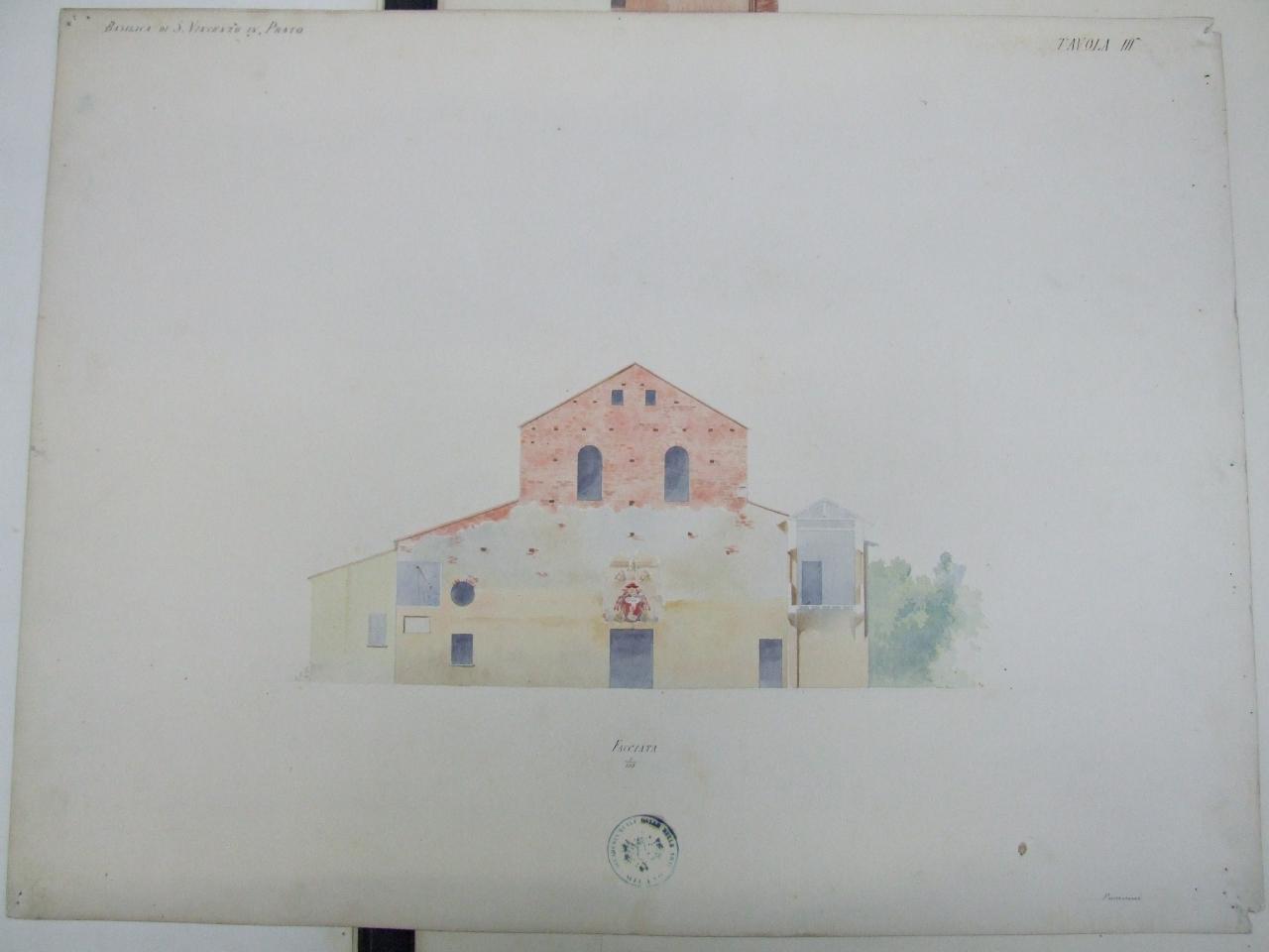 Basilica di San Vincenzo in Prato in Milano, Basilica di San Vincenzo in Prato in Milano (facciata) (disegno) di Magni, Giovanni; Paravicini, Tito Vespasiano (seconda metà sec. XIX)