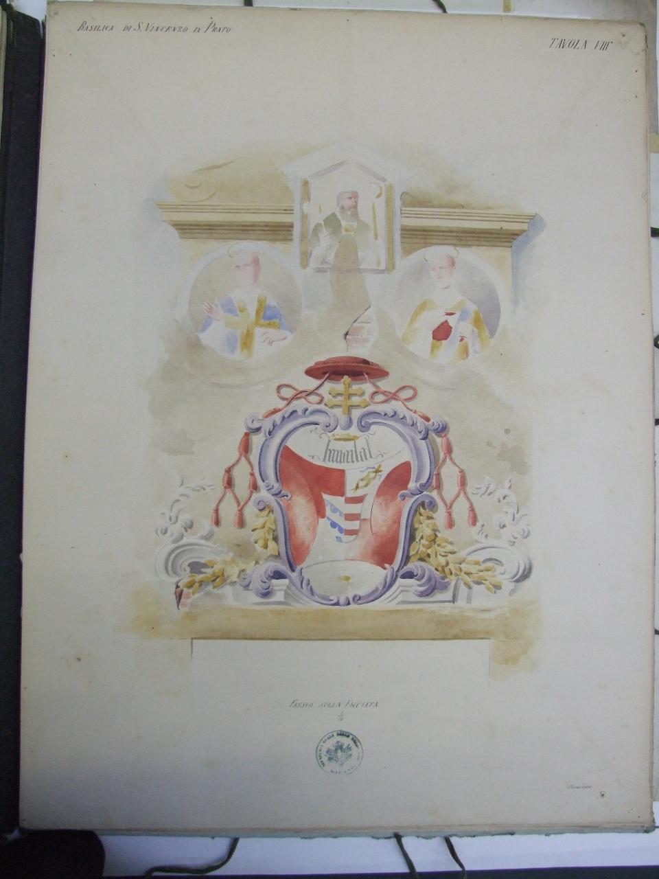 Basilica di San Vincenzo in Prato in Milano, Basilica di San Vincenzo in Prato in Milano (affresco) (disegno) di Magni, Giovanni; Paravicini, Tito Vespasiano (seconda metà sec. XIX)