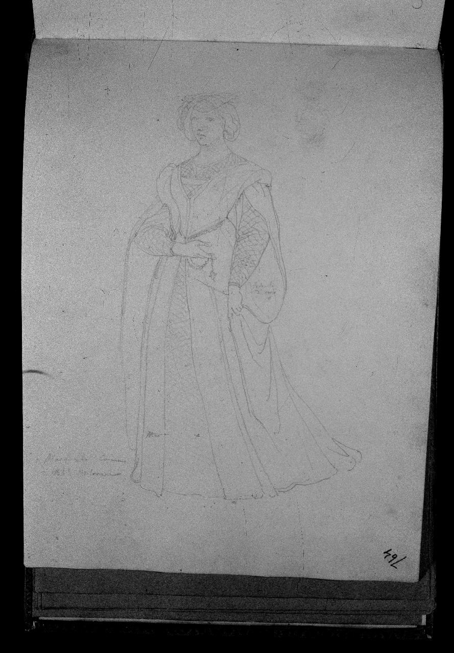 Gentildonna milanese, figura femminile (disegno) di Hayez, Francesco (primo quarto||primo quarto sec. XIX||sec. XIX)