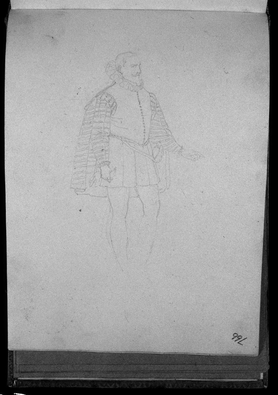 Studi di costume da artista cinquecentesco, figura maschile (disegno) di Hayez, Francesco (primo quarto||primo quarto sec. XIX||sec. XIX)